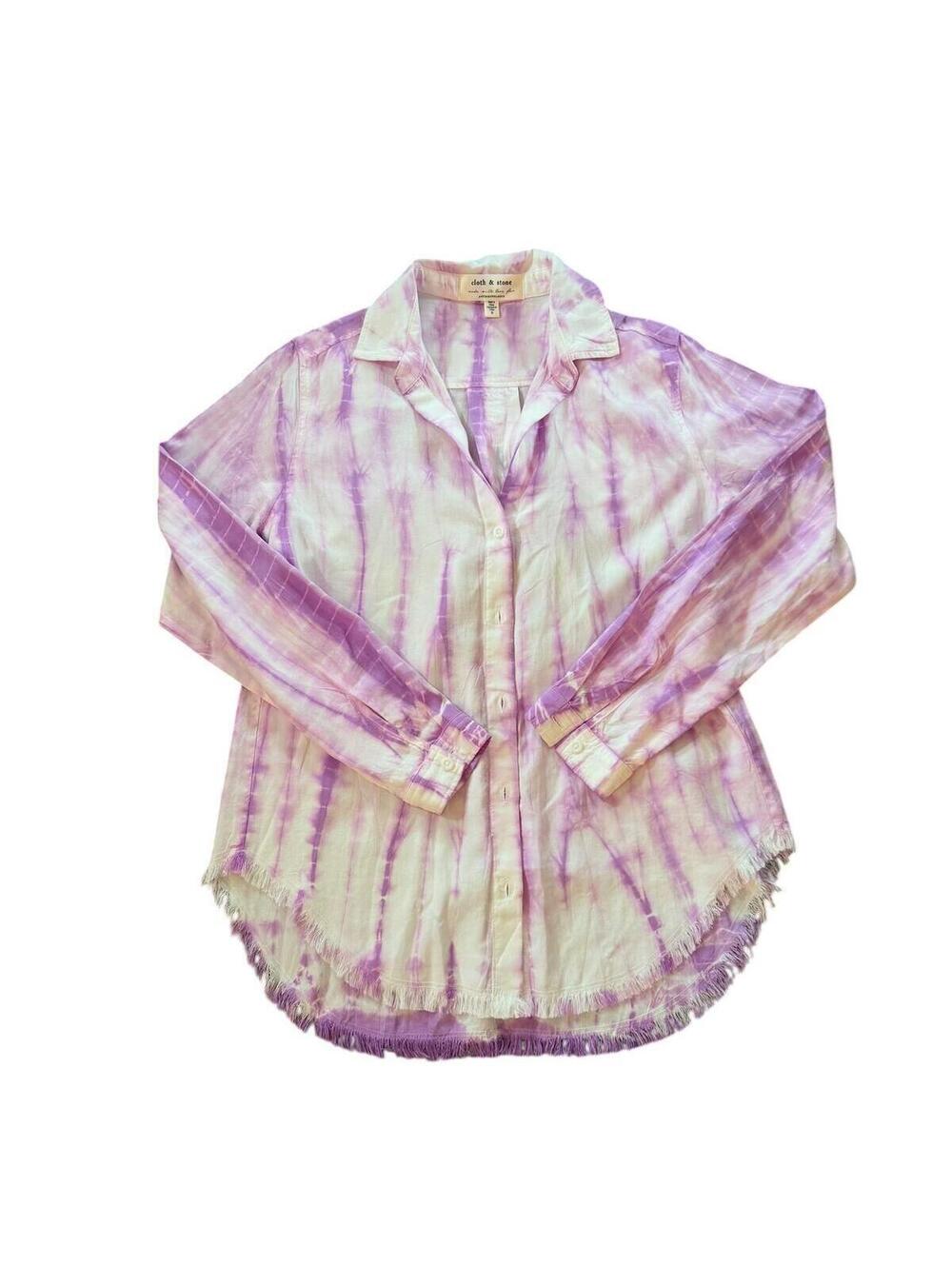 Cloth & Stone Anthropologie Tie‎ Dye Buttondown Shirt Frayed Size S